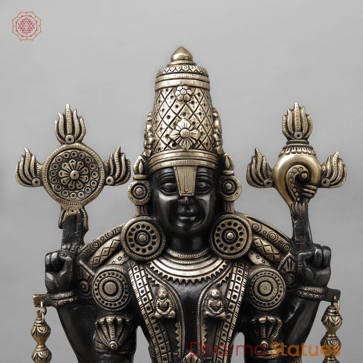 Brass Tirupati Balaji With lakshmi seated, Deep Black finish 28”