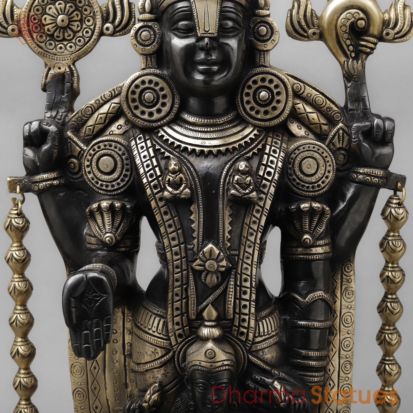 Brass Tirupati Balaji With lakshmi seated, Deep Black finish 28”