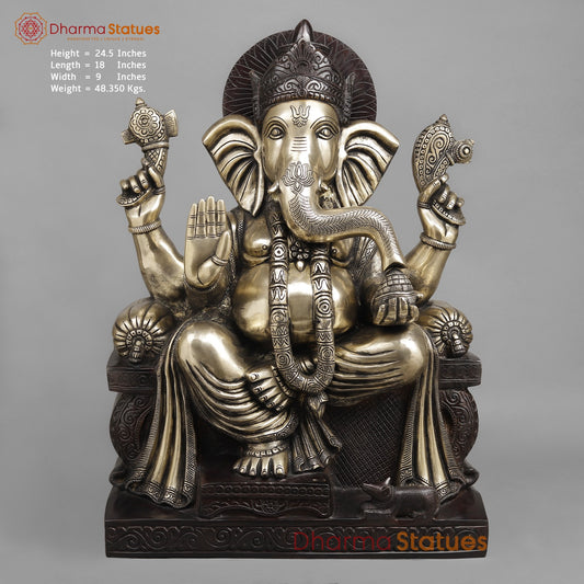 Majestic Lord Ganesha Brass Idol – A Symbol of Wisdom, Success & New Beginnings 24.5”