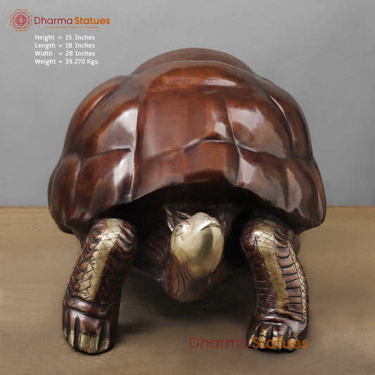 Brass Japanese Tortoise, Rich Brown Finish 15”