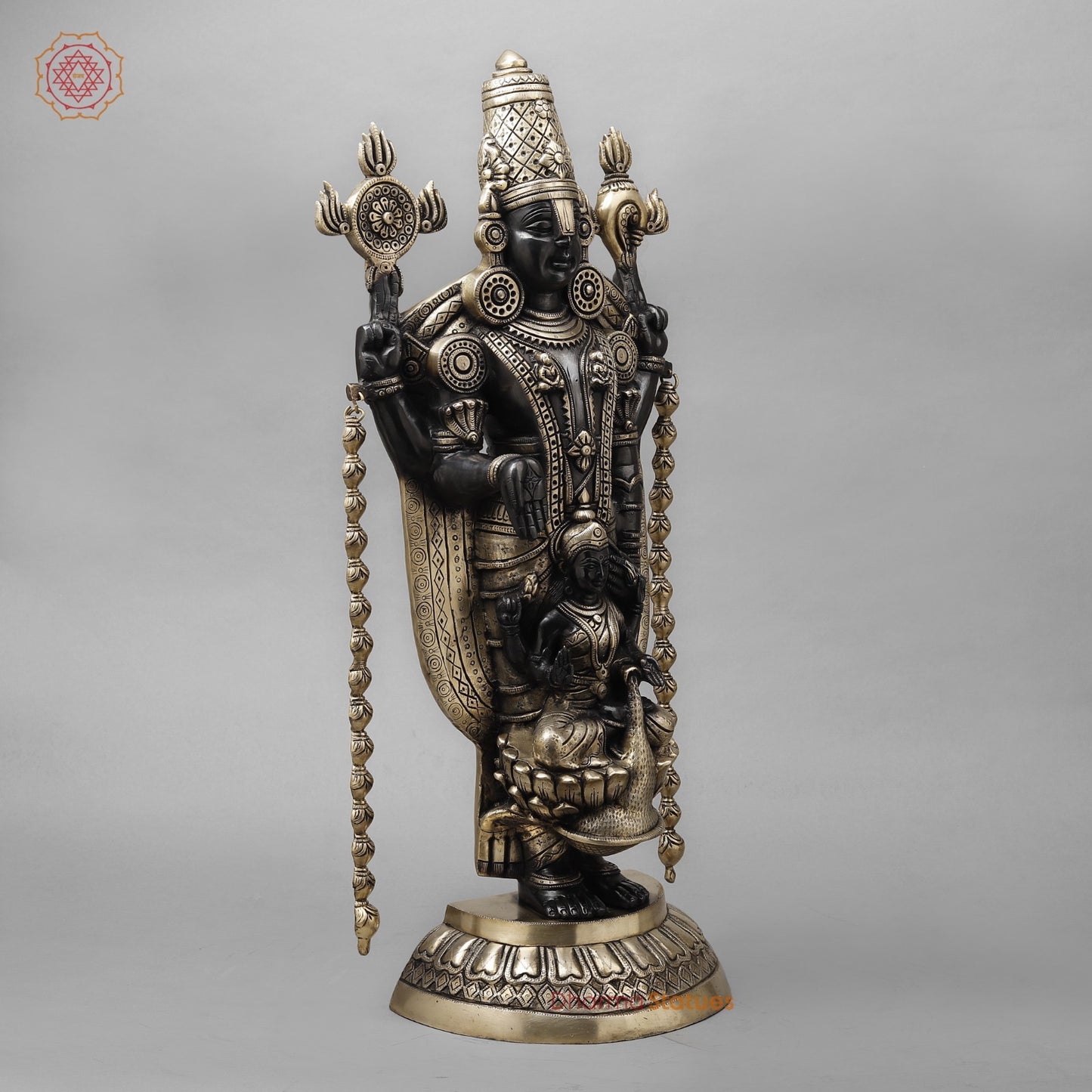 Brass Tirupati Balaji With lakshmi seated, Deep Black finish 28”