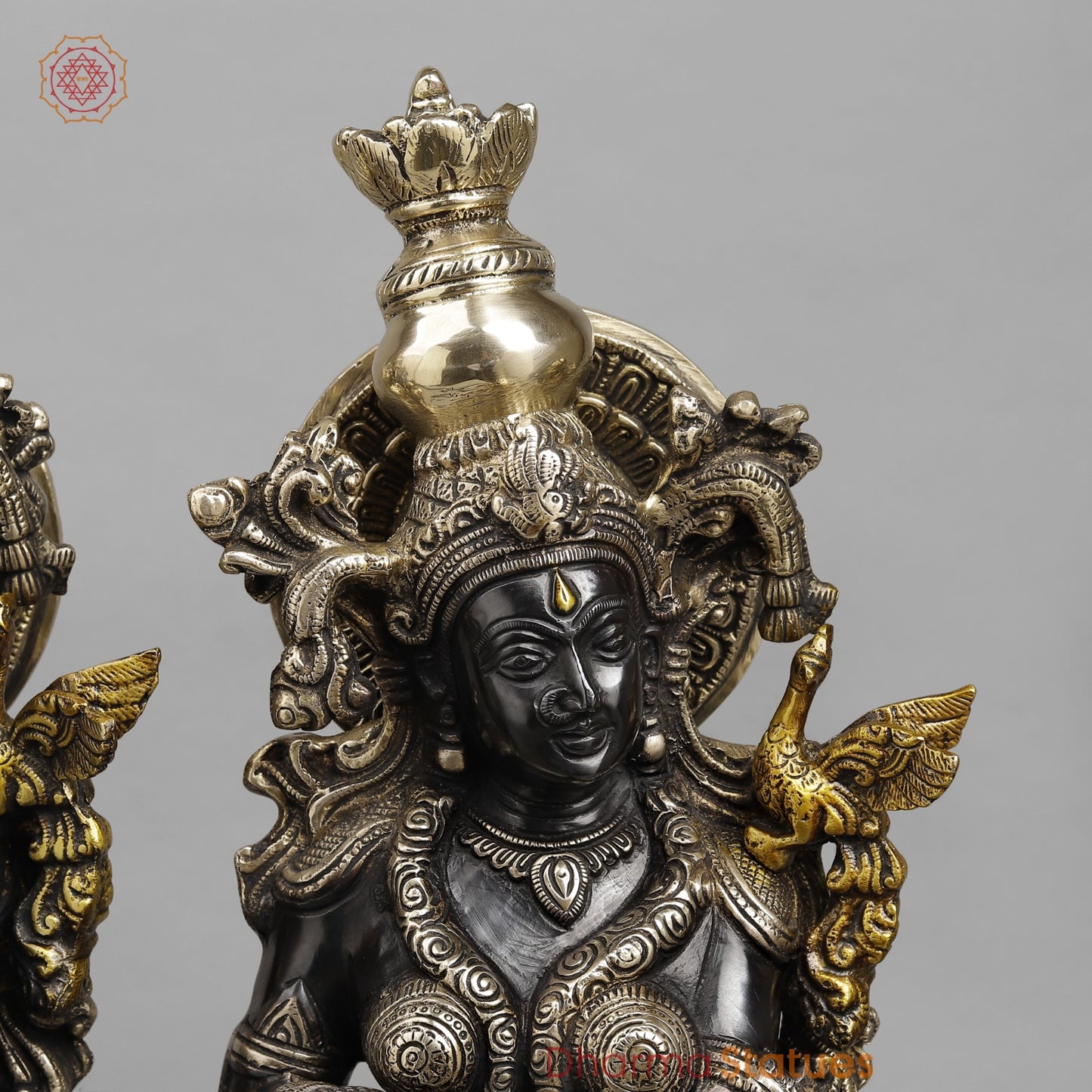 Brass Radha krishna On blooming Lotus, Royal Black finish 22.5”