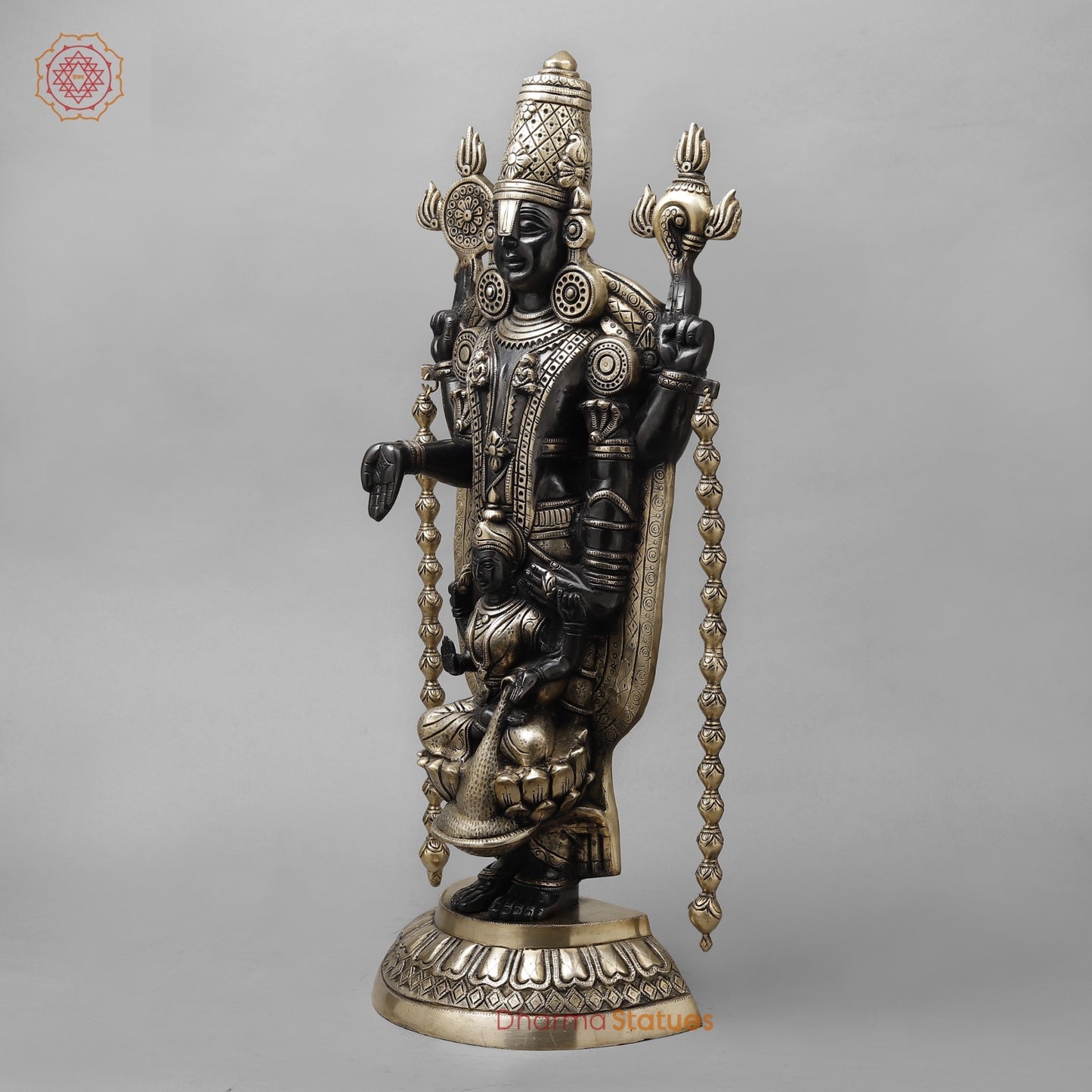 Brass Tirupati Balaji With lakshmi seated, Deep Black finish 28”