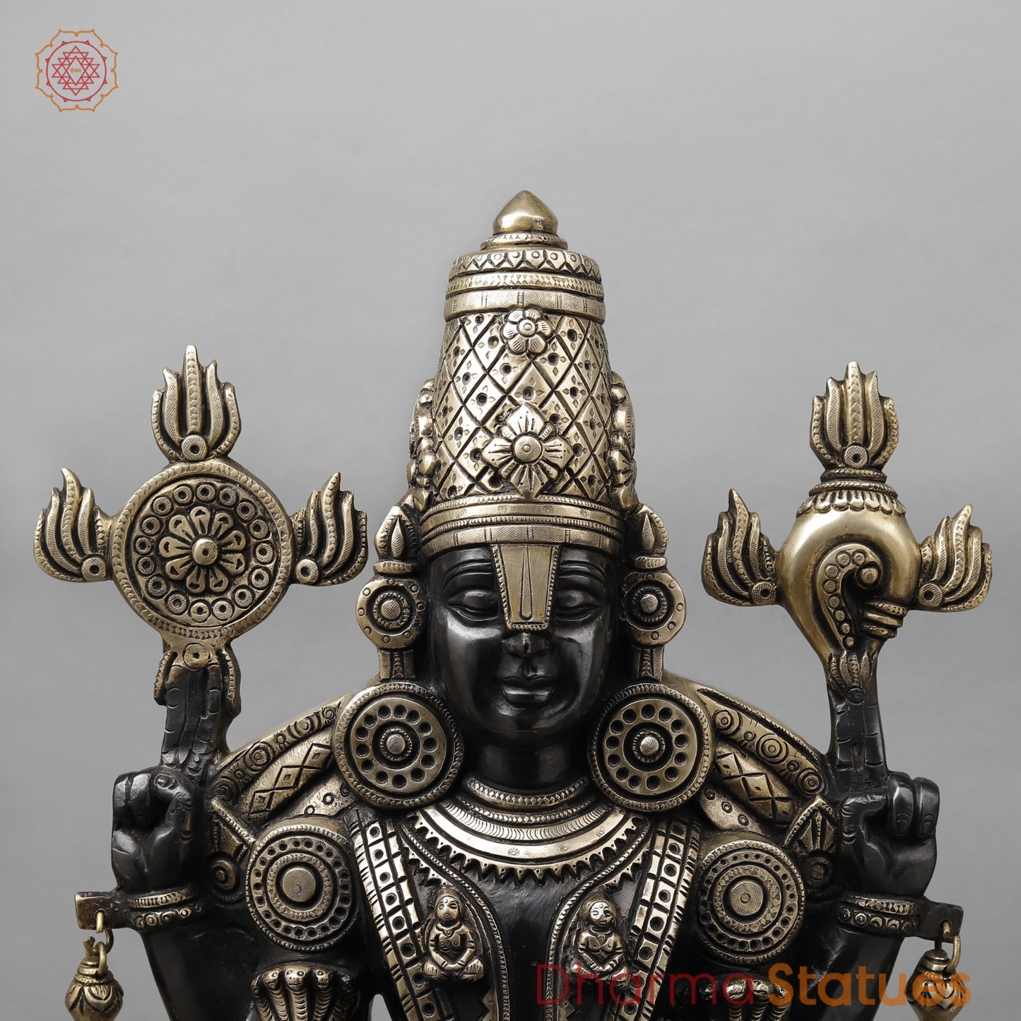 Brass Tirupati Balaji With lakshmi seated, Deep Black finish 28”