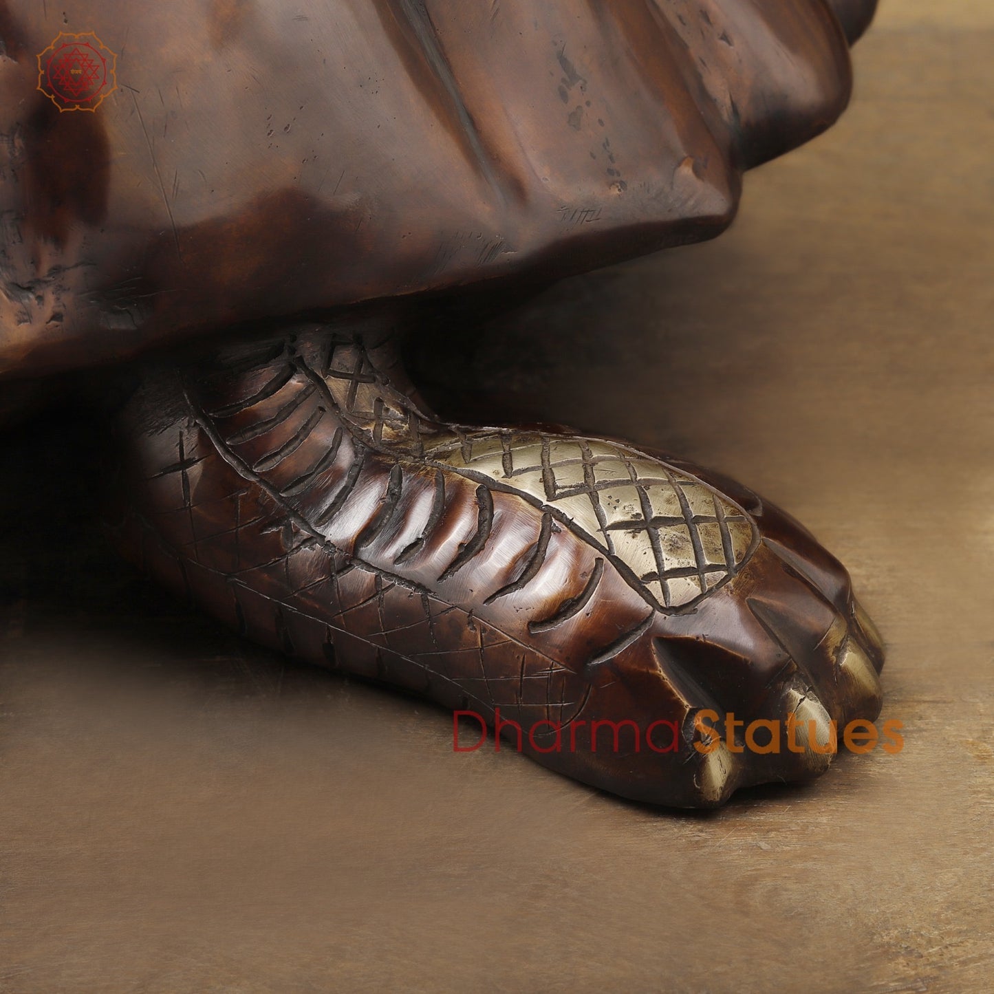 Brass Japanese Tortoise, Rich Brown Finish 15”