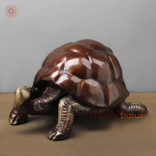 Brass Japanese Tortoise, Rich Brown Finish 15”