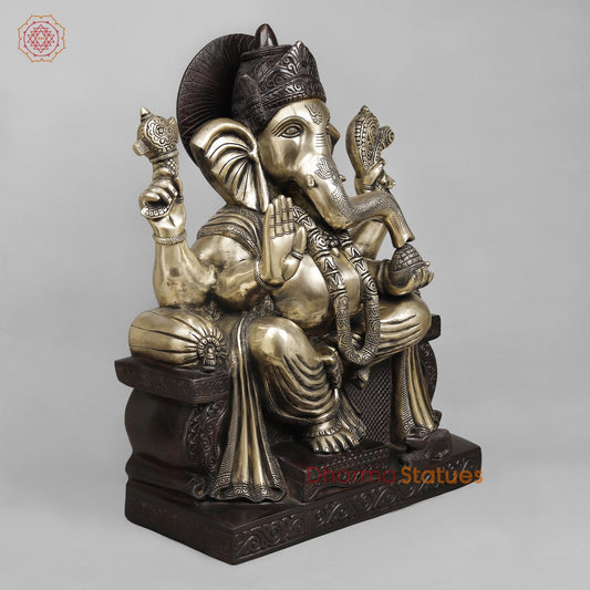 Majestic Lord Ganesha Brass Idol – A Symbol of Wisdom, Success & New Beginnings 24.5”