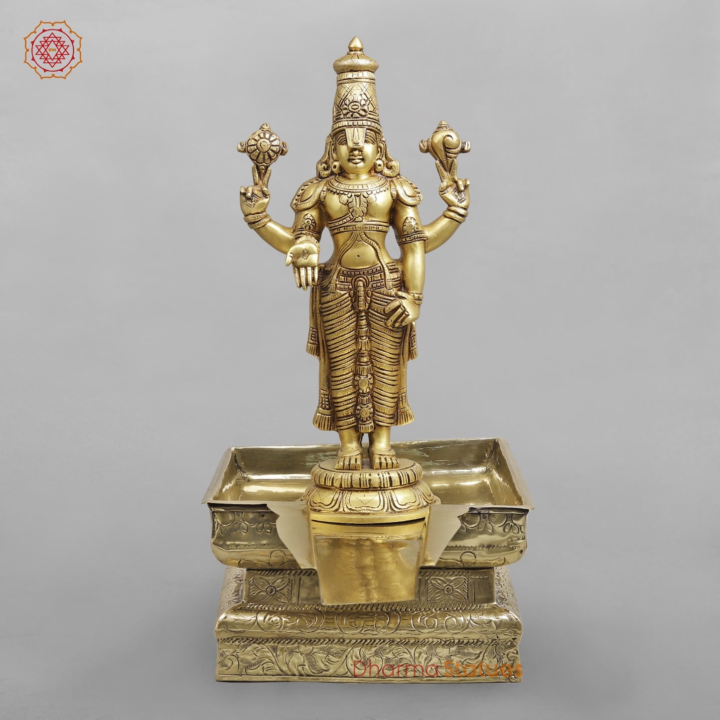 Brass Abhishekam Patra, Brass Finish 12” x 12”