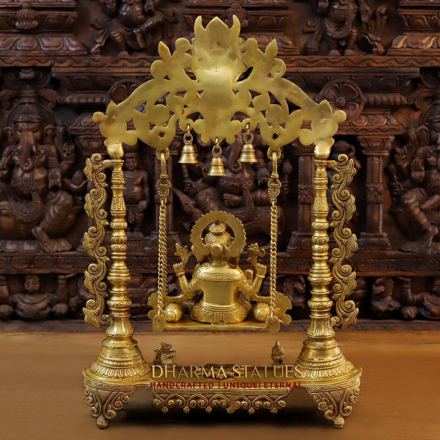 Brass Ganesh Jhula, Blessing Posture , Golden finish 26"