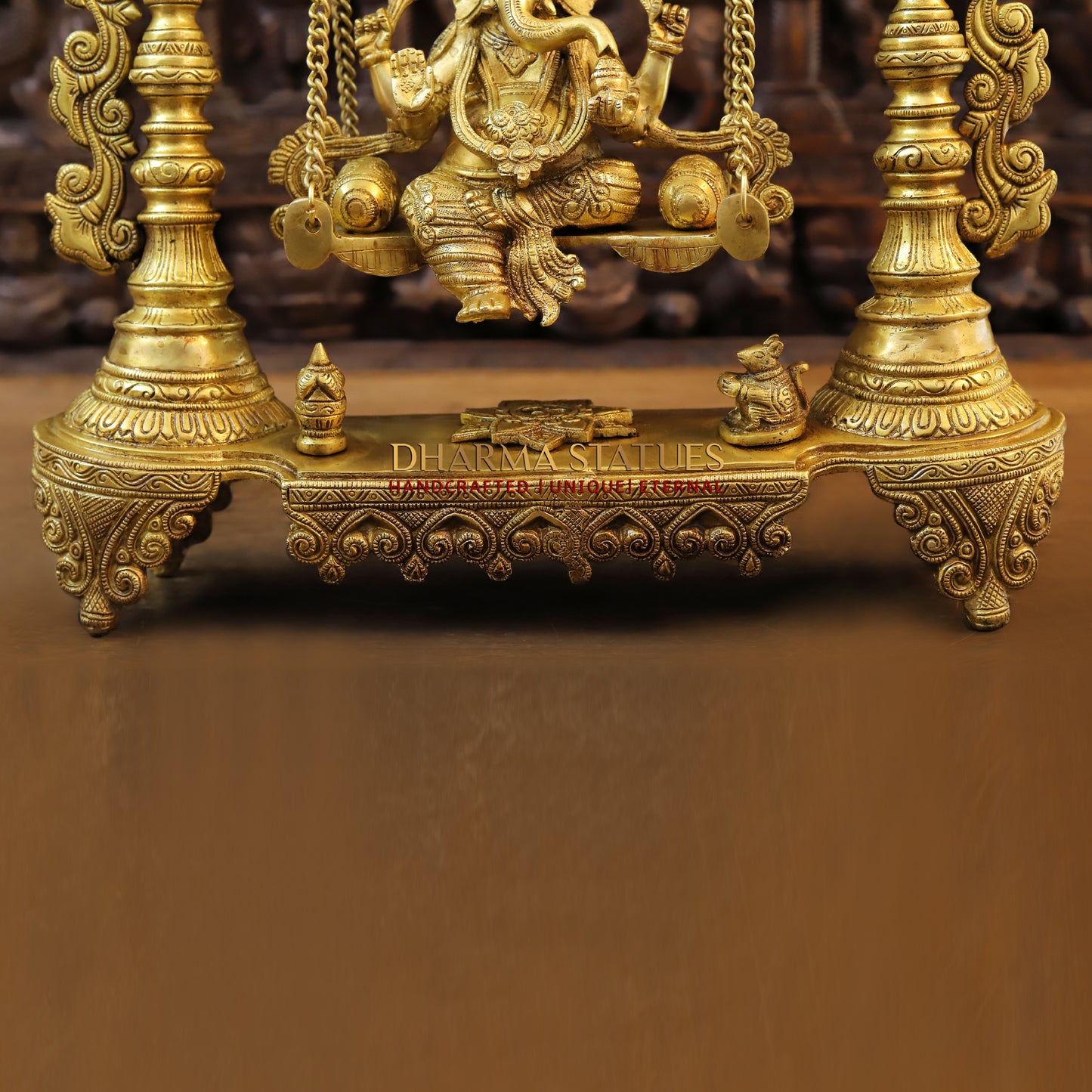 Brass Ganesh Jhula, Blessing Posture , Golden finish 26"