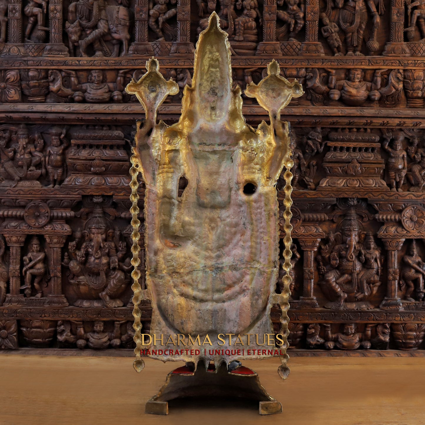 Brass Tirupati Balaji, Stonework with Black Patina & Golden Finish, 47"