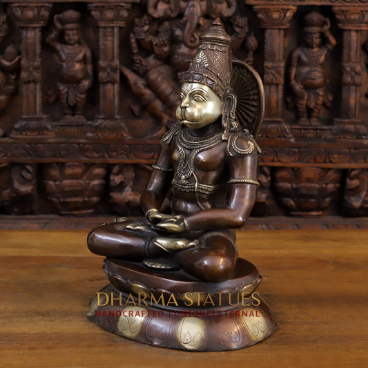 Brass Hanuman Seated, Copper & Gold Finish, 16"