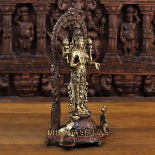 Brass Lakshmi Standing Blessing Position, Copper & Gold Finish, 16"