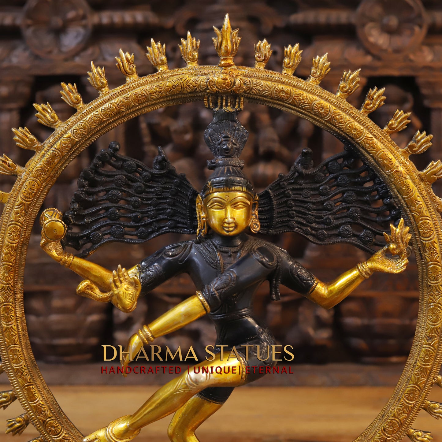 Brass Nataraja, Dancing Shiva, Copper & Golden Finish, 19"