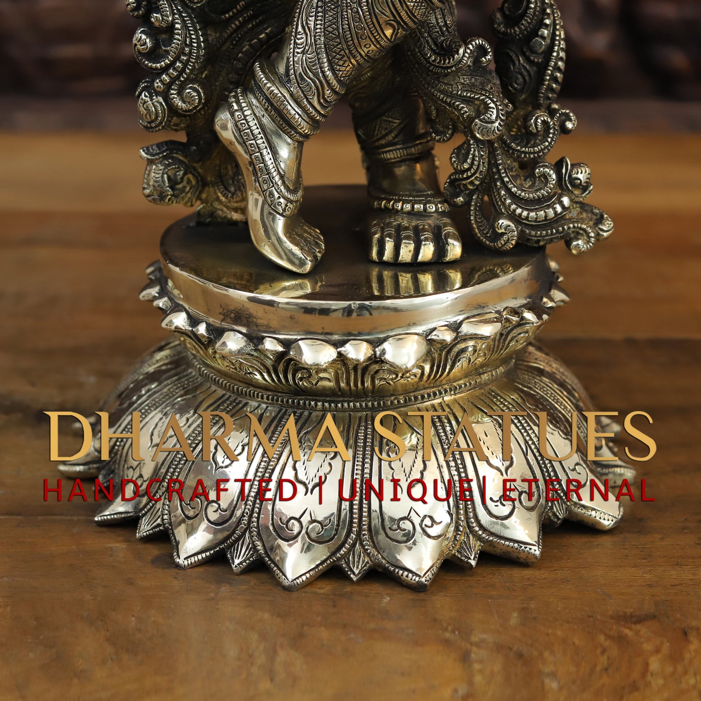 Brass Krishna Playing Flute, Fine Golden Finish, 27"