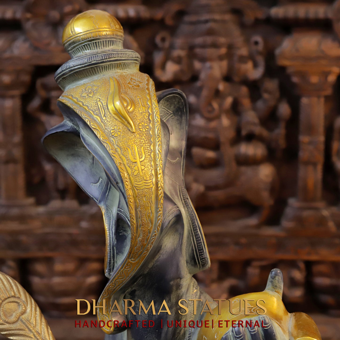 Brass Ganesh Sitting Writing Ramayan In Modern Avtar, Stone Finish, 22"