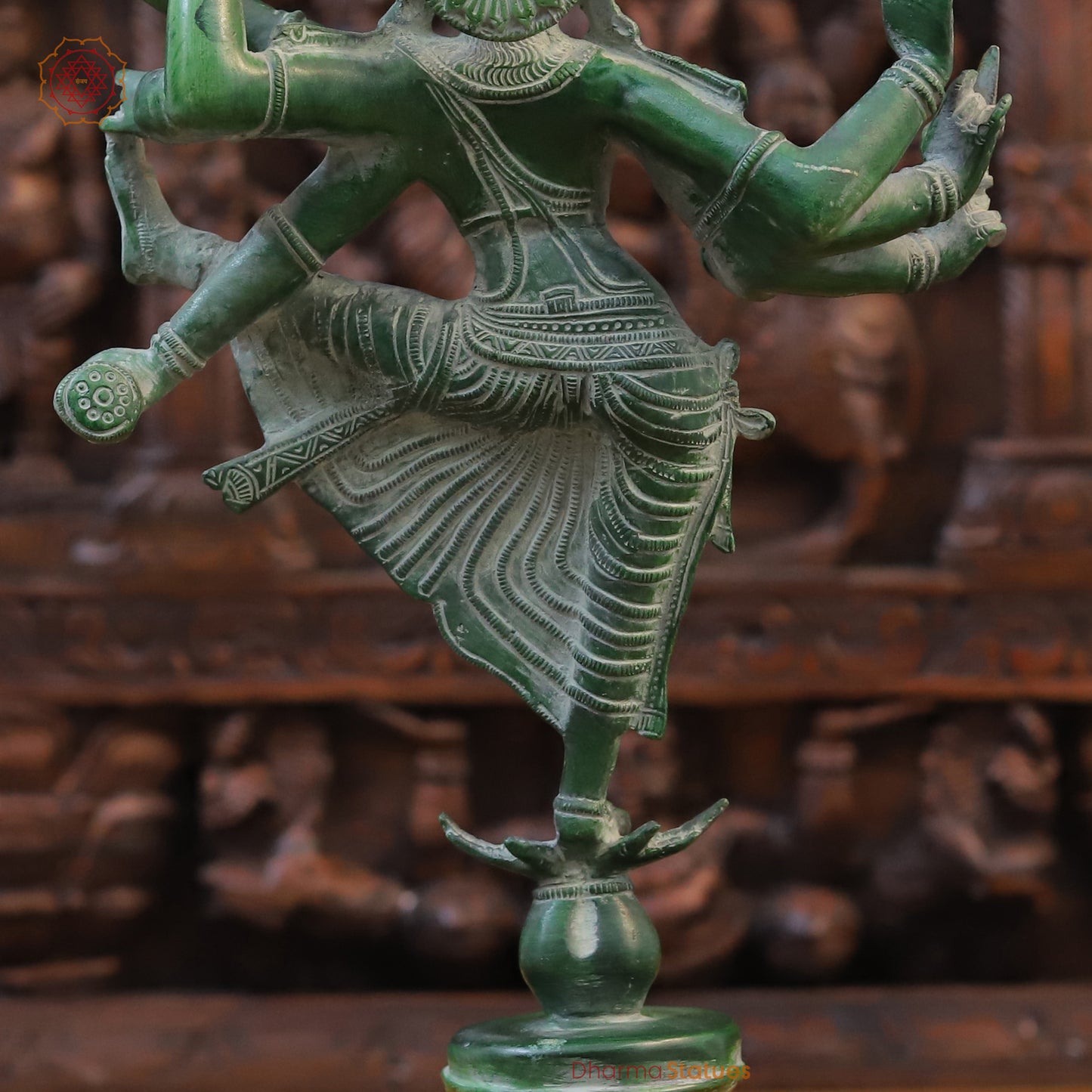 Brass Dancing Nataraja Statue, Green Patina, 12"