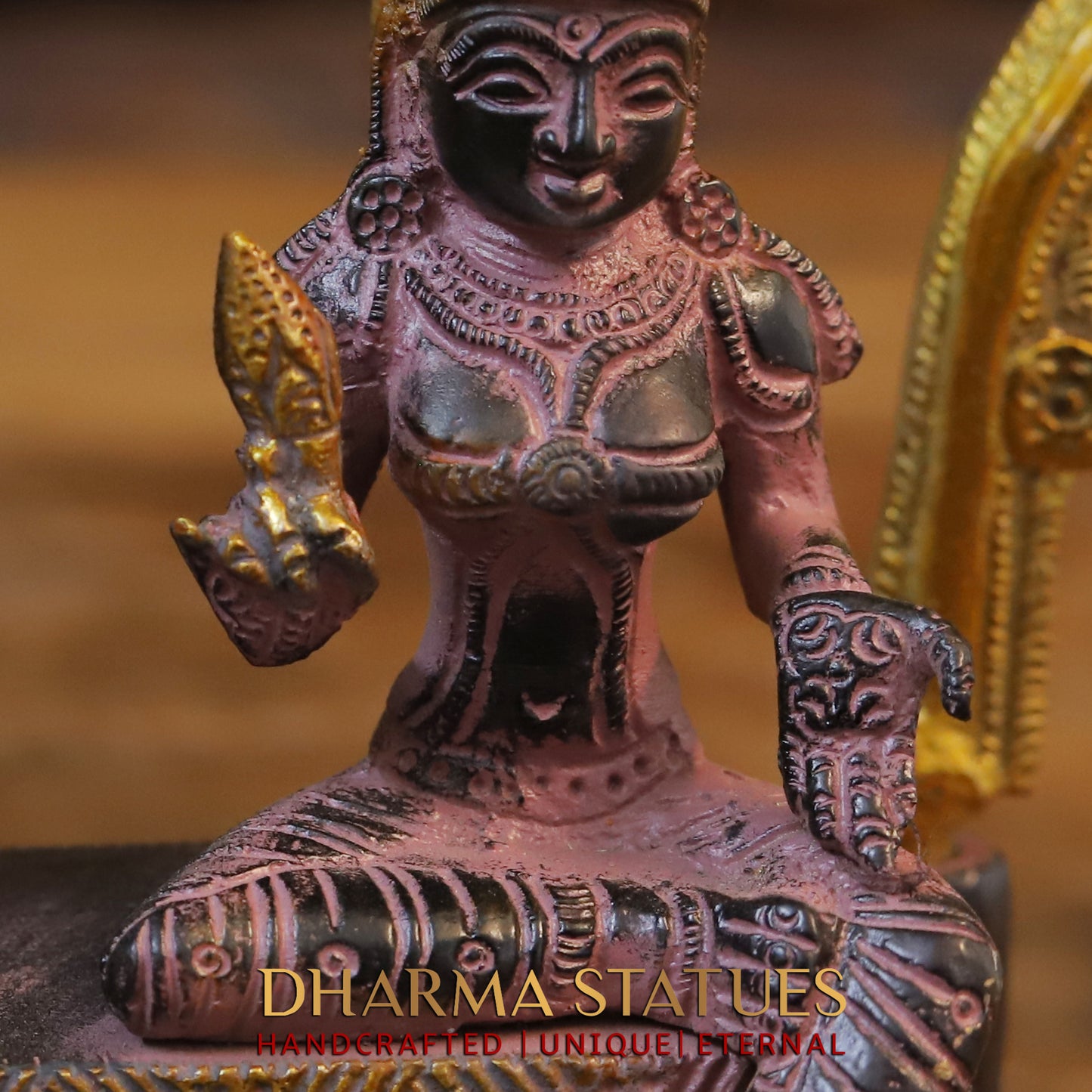 Brass Somaskandar Panchaloha with Frame, Purple & Golden Finish, 11"