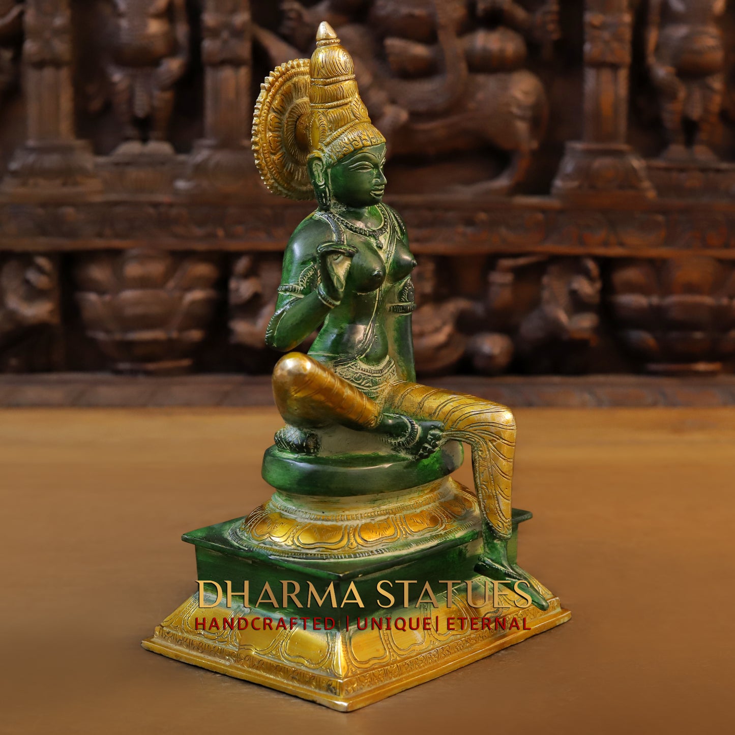 Brass Uma, Green Patina & Golden Finish, 12.5"