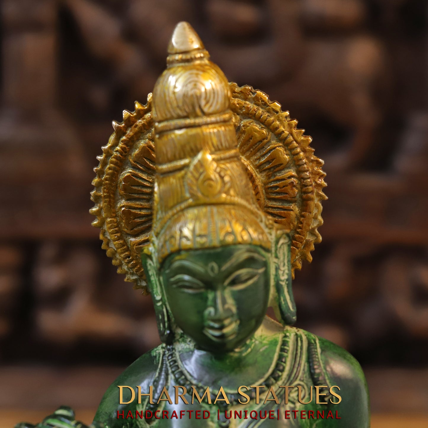 Brass Uma, Green Patina & Golden Finish, 12.5"