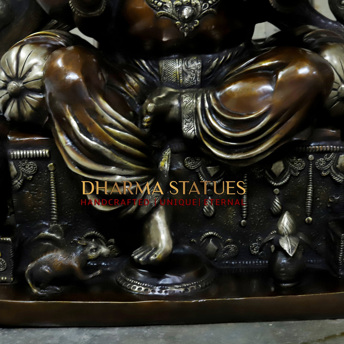 Brass Ganesh seated in Blessing Posture, Copper Finish, 52.5"