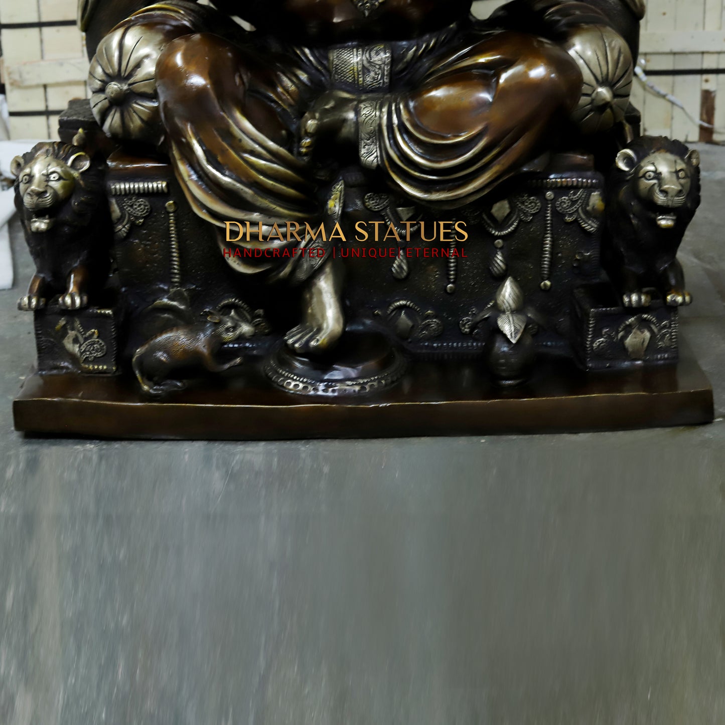 Brass Ganesh seated in Blessing Posture, Copper Finish, 52.5"