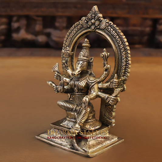 Brass Varaha (Avatar of Lord Vishnu), Fine Golden Finish, 8"