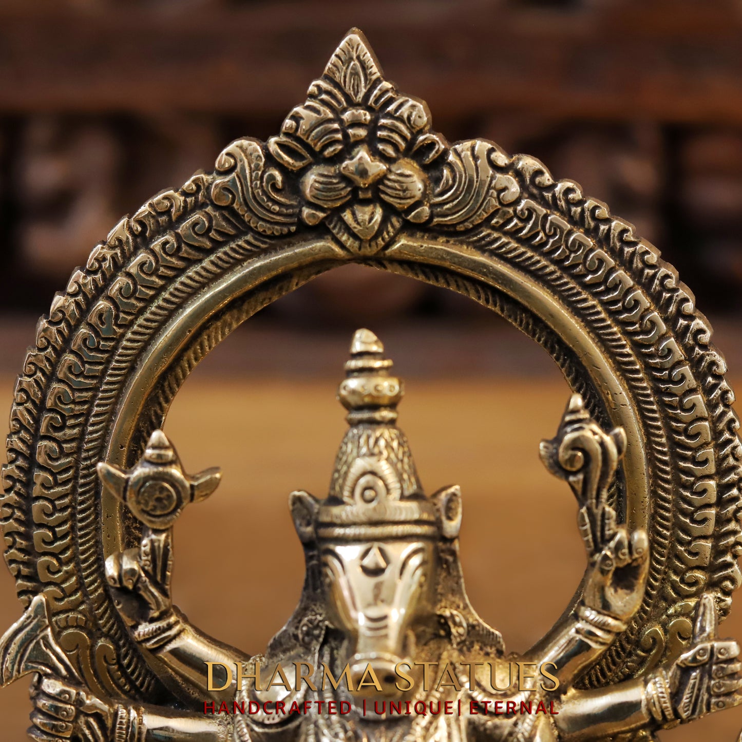 Brass Varaha (Avatar of Lord Vishnu), Fine Golden Finish, 8"