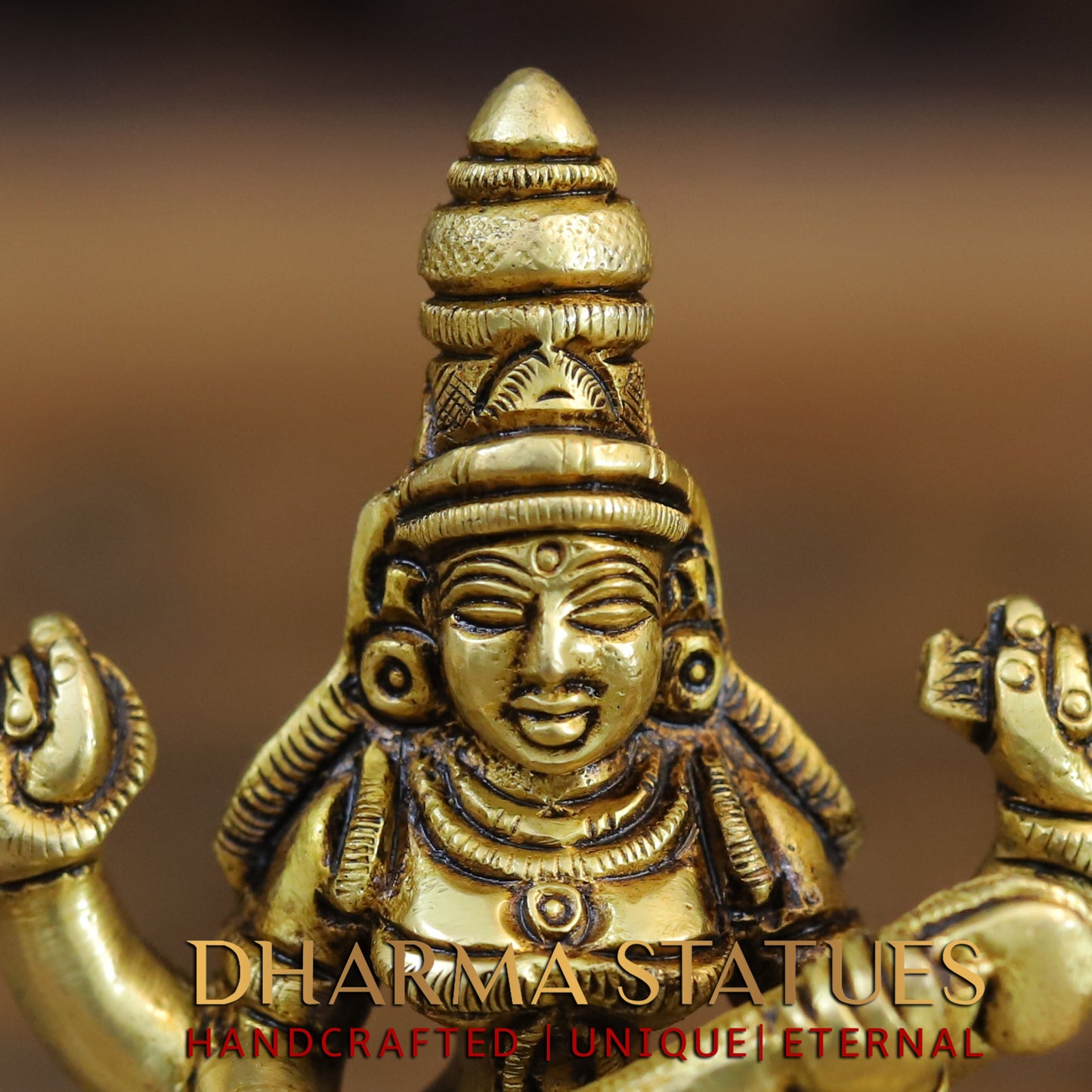 Brass Saraswati seated, Golden Finish, 3.5"