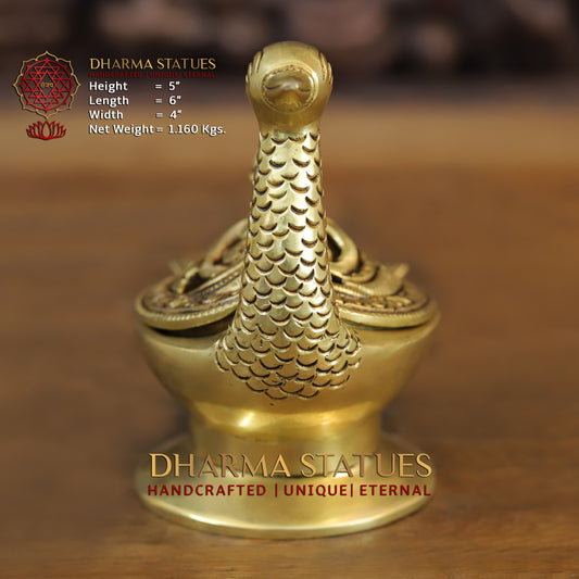 Brass Swan - Incense Burner, Fine Gold Finish, 5"