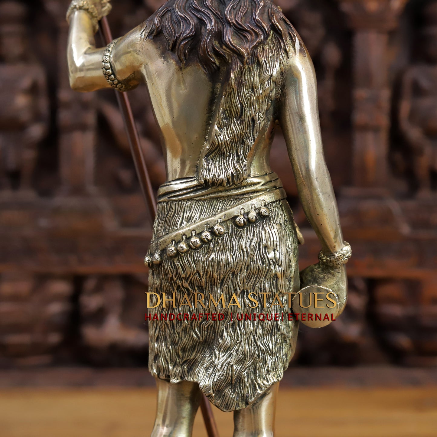 Brass Lord Shiva Statue, Standing with Trident & Damru , 19"