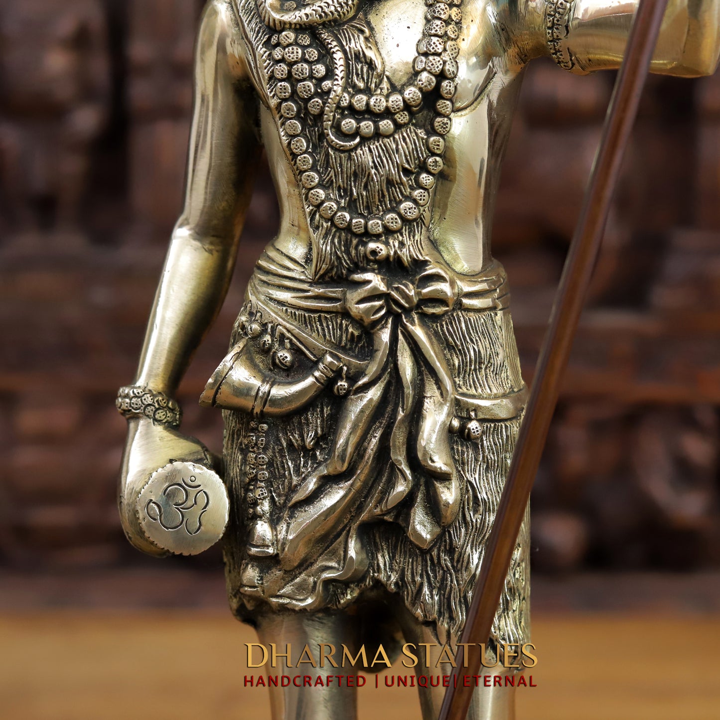 Brass Lord Shiva Statue, Standing with Trident & Damru , 19"