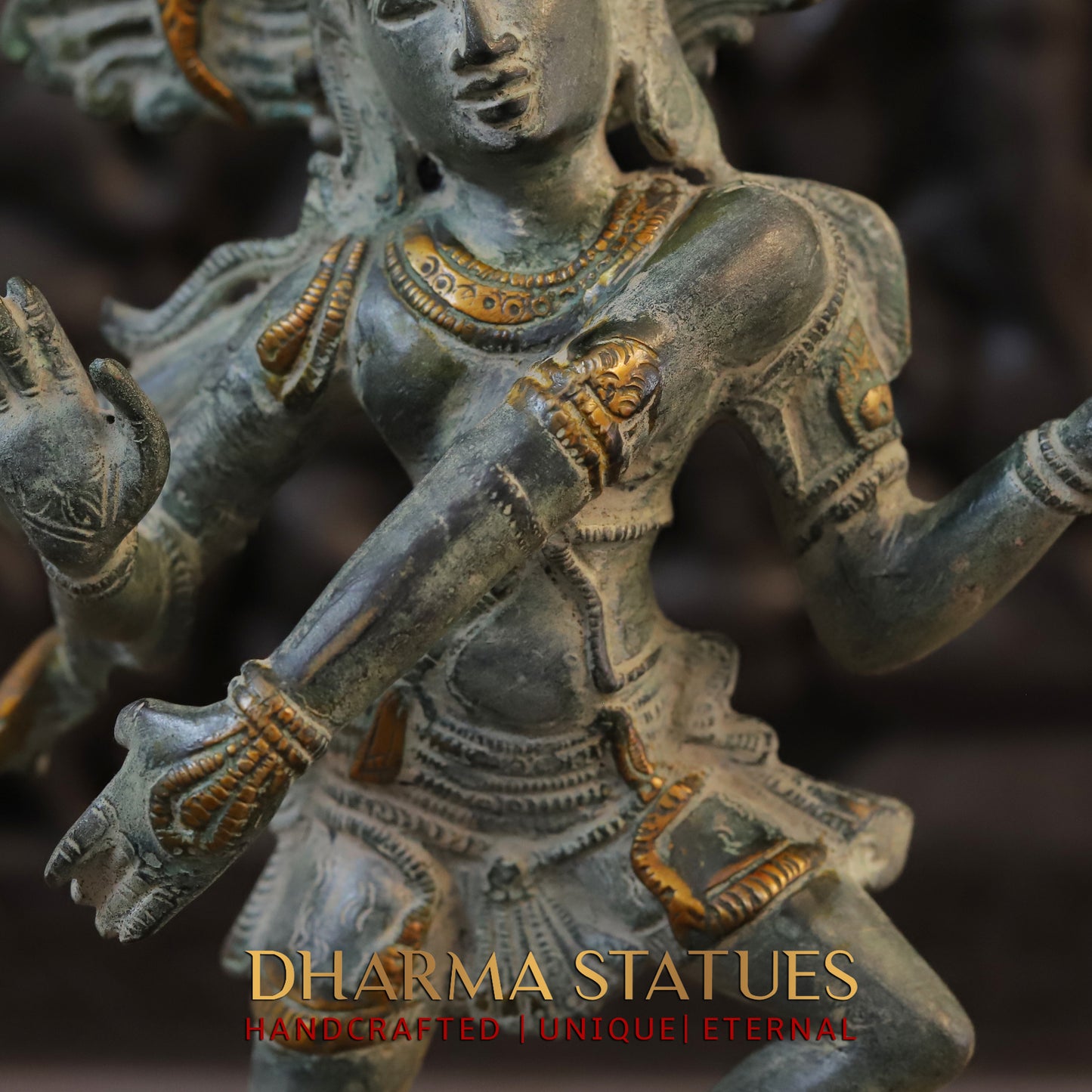 Brass Shiva Tandav, Fine Green Finish, 18"
