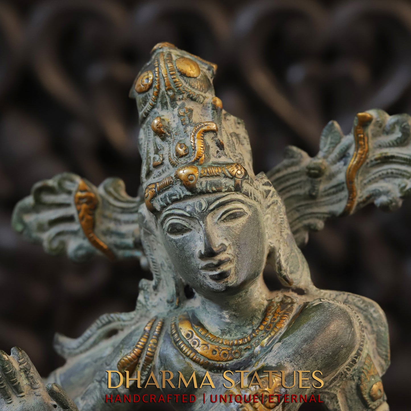 Brass Shiva Tandav, Fine Green Finish, 18"