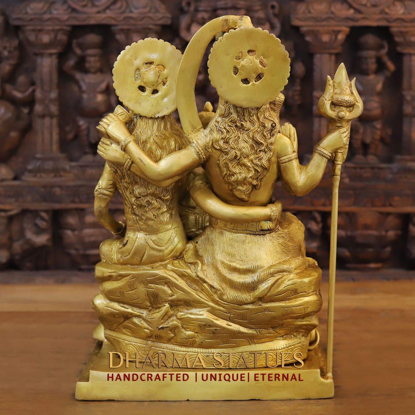 Brass Shiva Family with Ganesh & Parvati on Kailash Mountain, Fine Golden Finish, 17"
