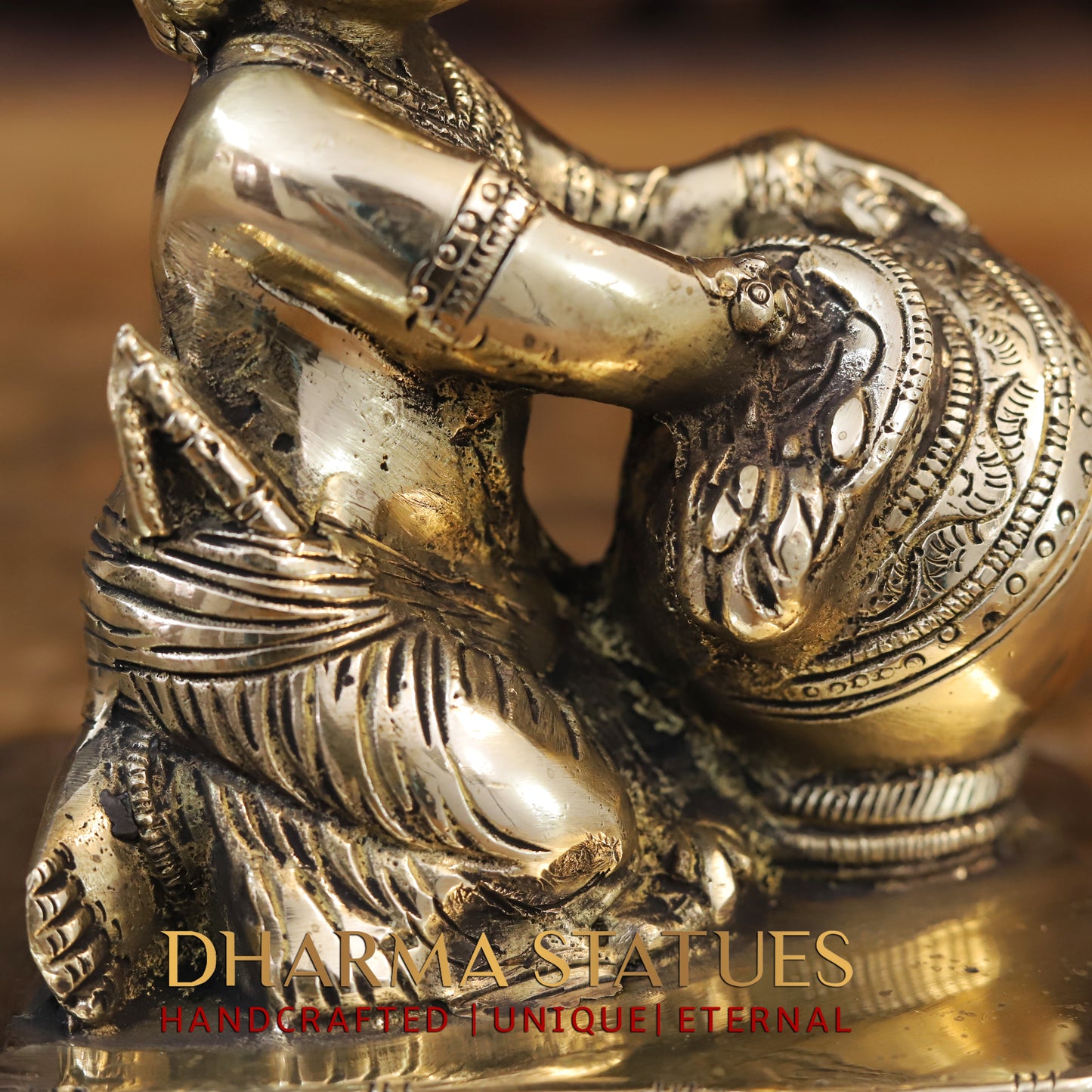 Brass Baby Krishna, Fine Gold Finish, 8"