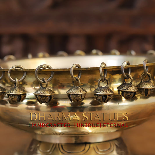 Brass Tortoise Urli with Bell, Fine Golden Finish, 5"