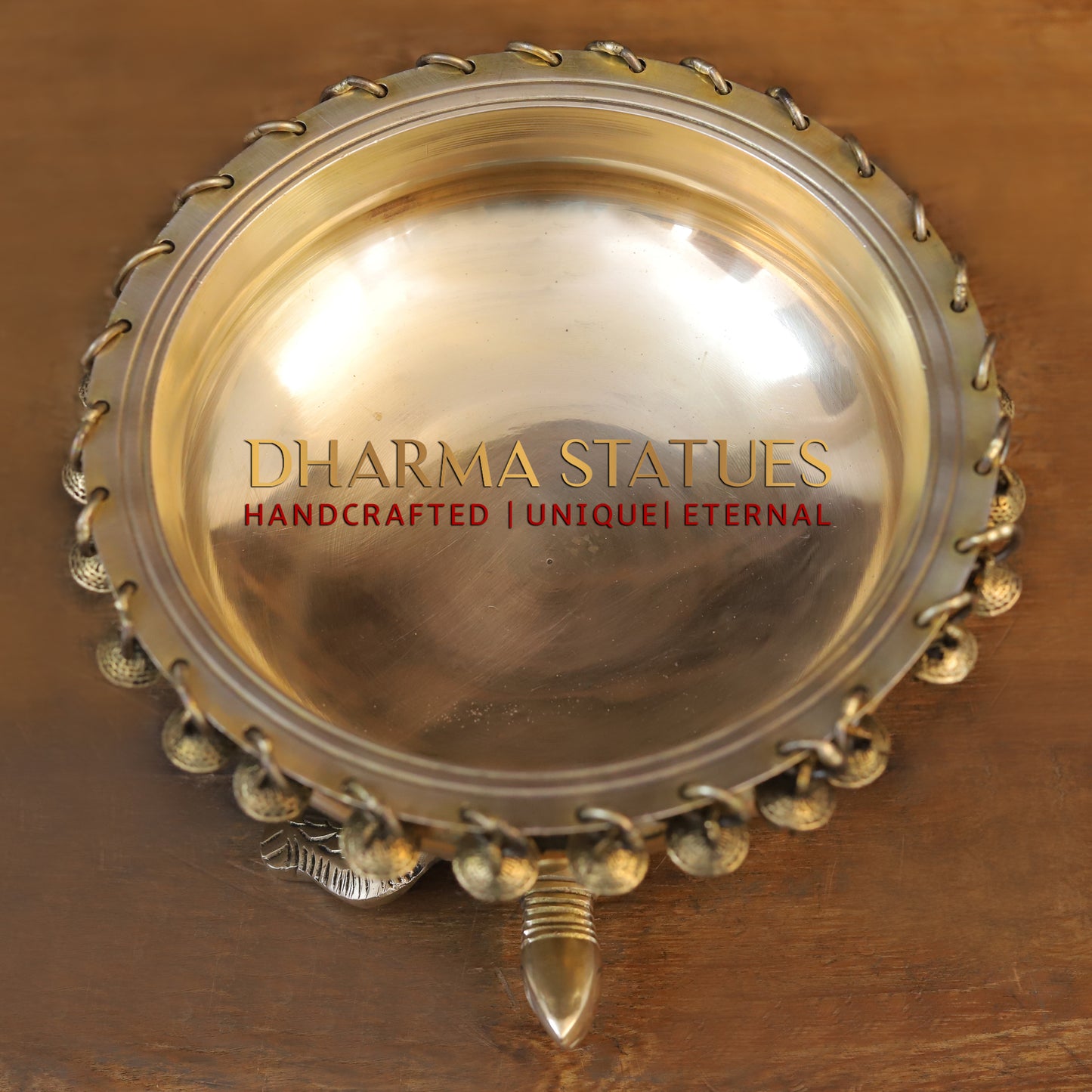 Brass Tortoise Urli with Bell, Fine Golden Finish, 5"