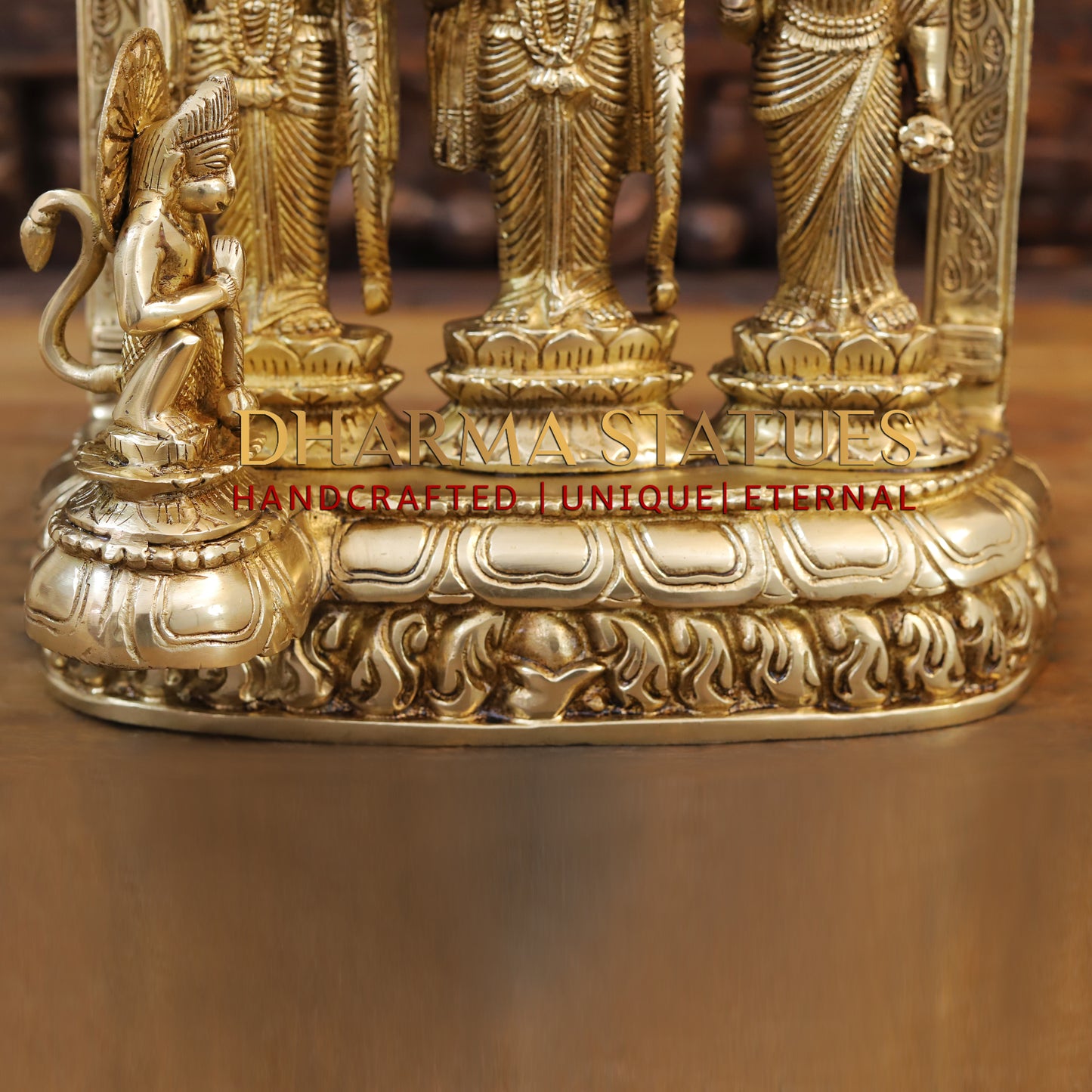 Brass Ram Darbar with Hanuman Ji seated, Fine Golden Finish, 16"