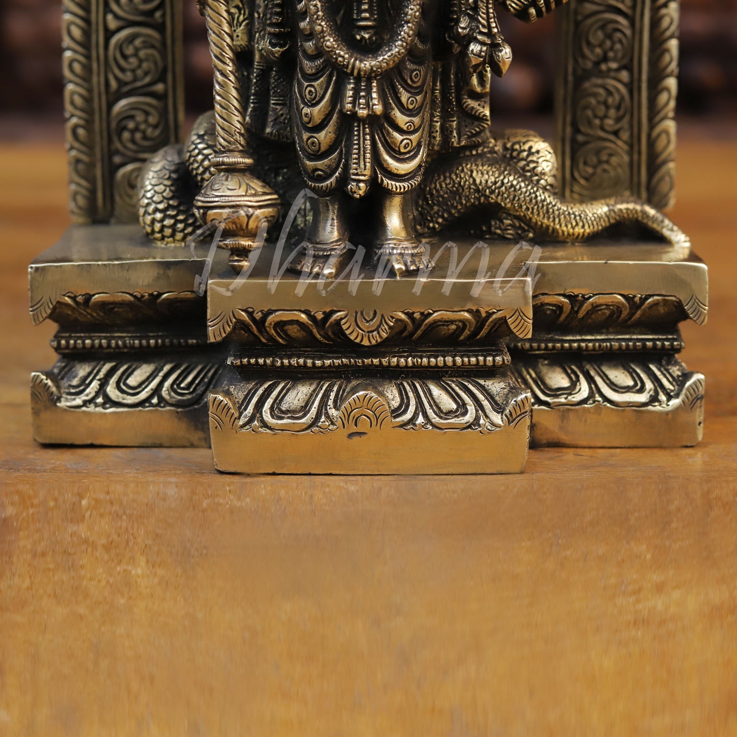 Brass Vishnu in his Cosmic Magnification, Fine Golden Finish, 14.5"