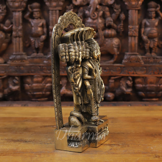 Brass Vishnu in his Cosmic Magnification, Fine Golden Finish, 14.5"