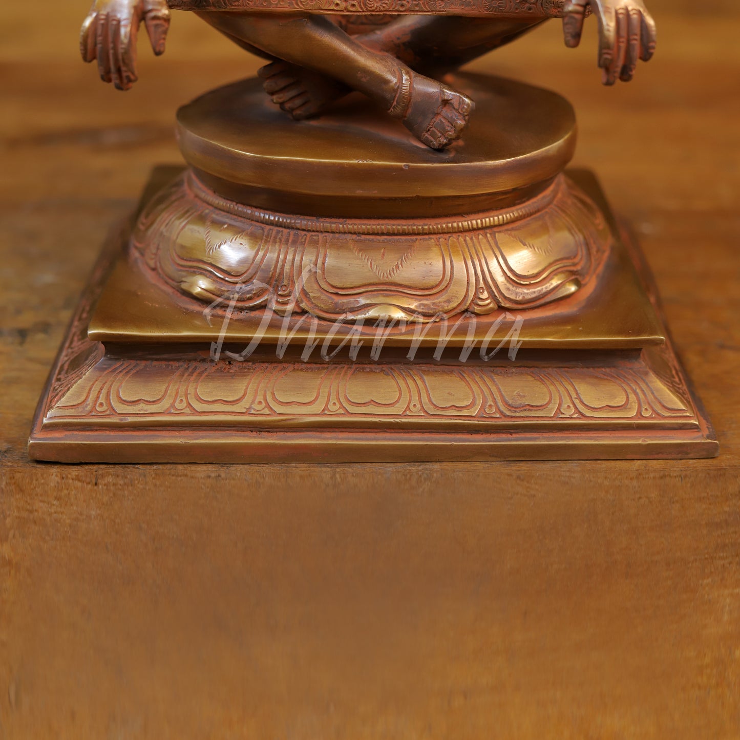 Brass Narasimha Statue in Yoga Mudra, Copper Finish, 10.5"