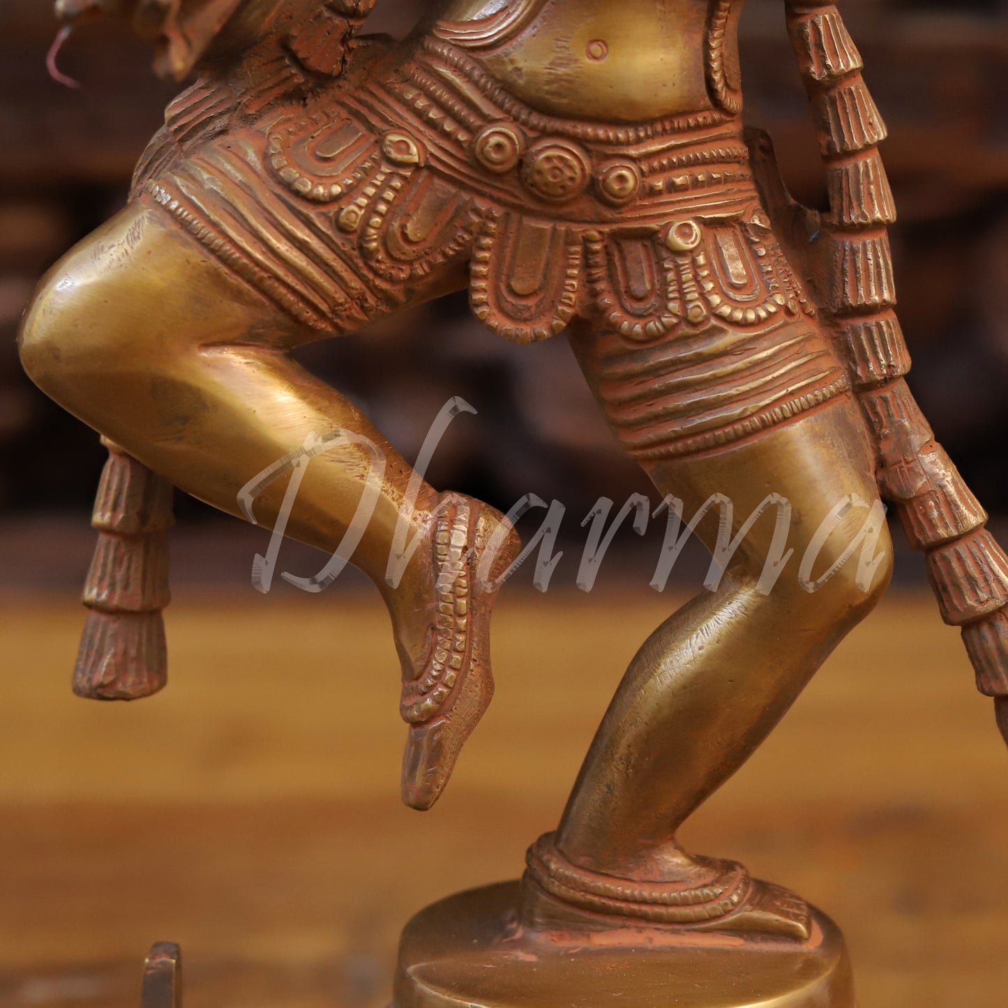 Brass Krishna in Dancing pose, Copper Finish, 14.5"