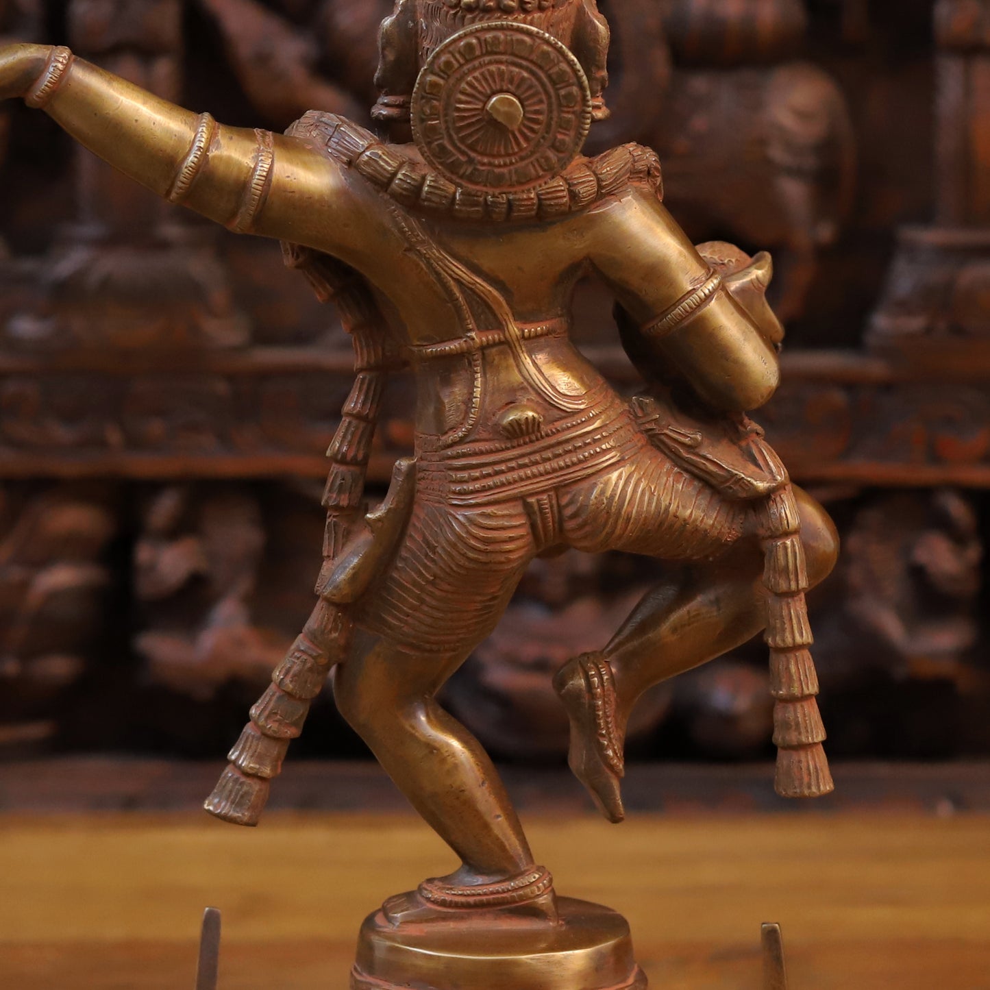 Brass Krishna in Dancing pose, Copper Finish, 14.5"
