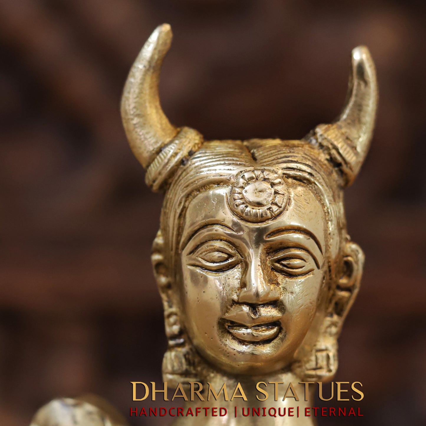 Brass Nandini Cow & Calf, Golden Finish, 9"