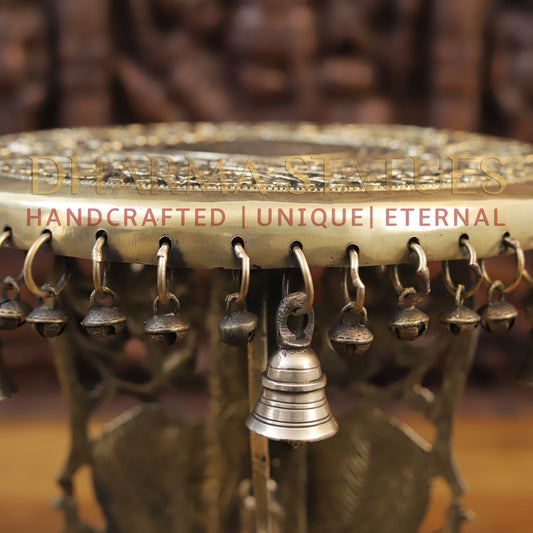 Brass Chowki with Smooth Golden Finish – Spiritual and Decorative Accent, 11.5”