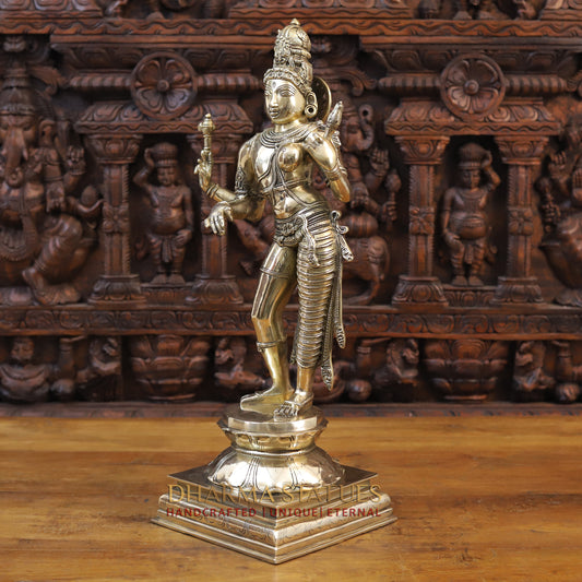 Brass Ardhanarishvara Standing, Fine Gold Finish, 23.5"