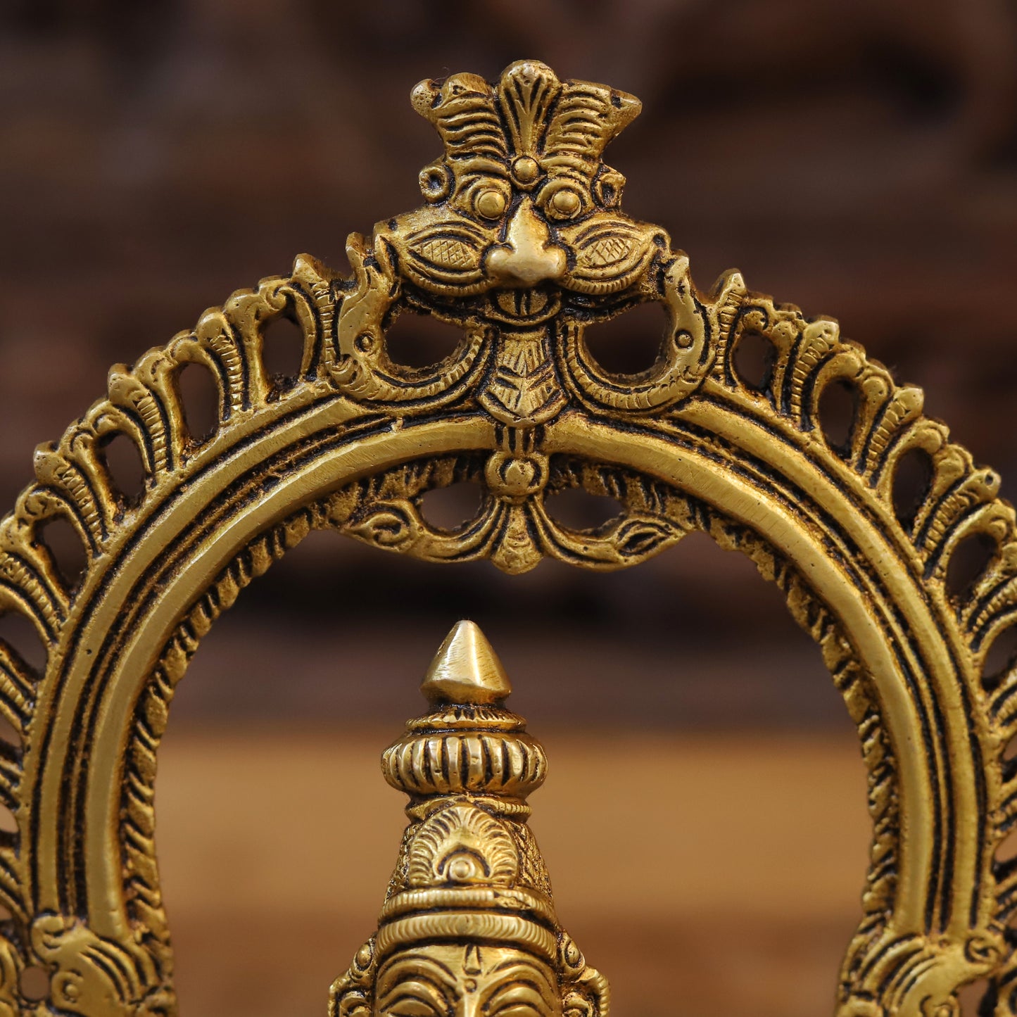 Brass Saraswati Laxmi & Ganesh Seated with Frame, Fine Golden Finish, 9.5"