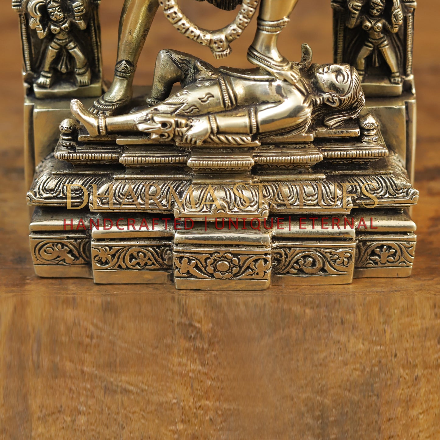 Brass Kali standing with Frame, Fine Golden Finish, 10.5"