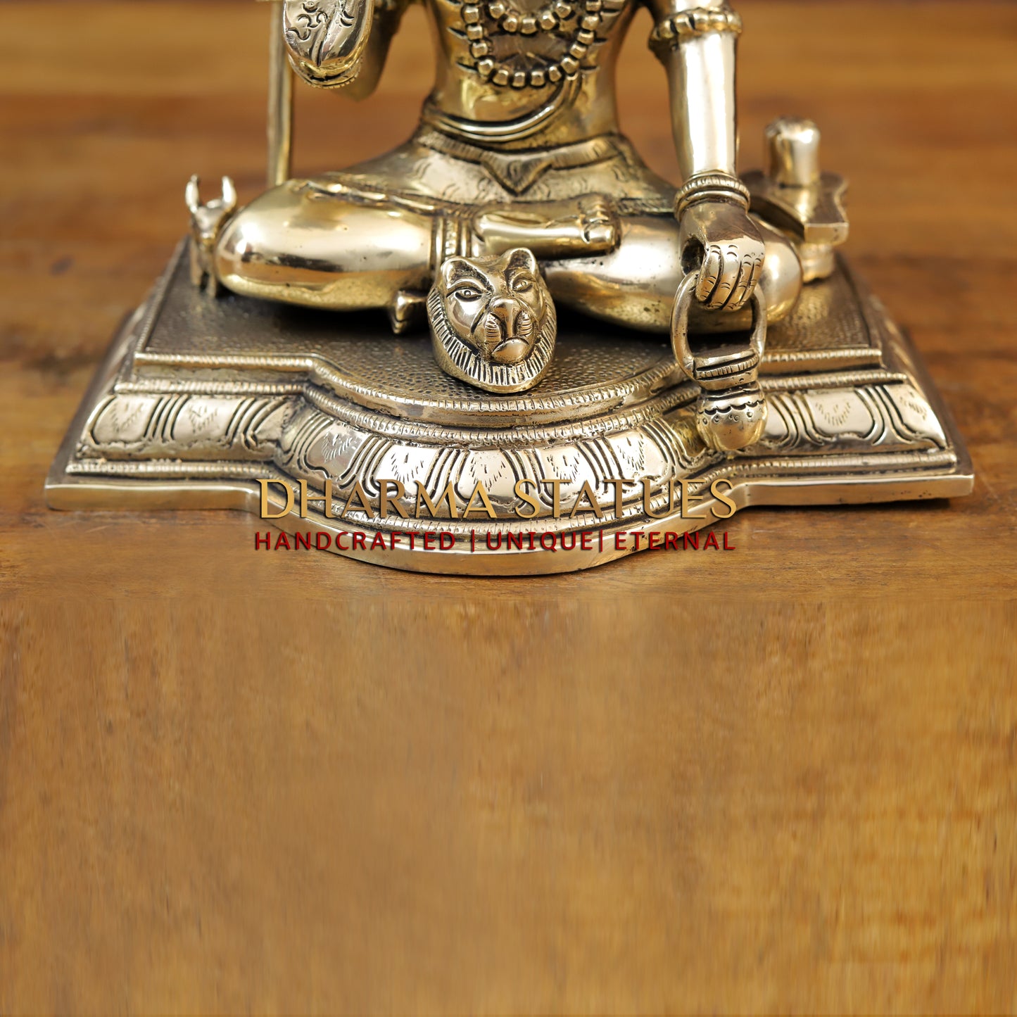 Brass Shiva seated in Blessing Posture, Golden Finish, 10.5"